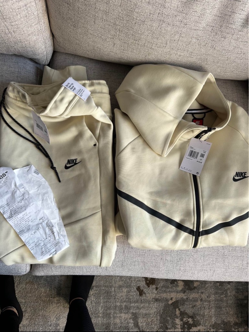 Nike Men's Two-Piece Set in Cream with Black Logo Tag